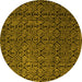 Round Machine Washable Abstract Yellow Modern Rug, wshabs5207yw