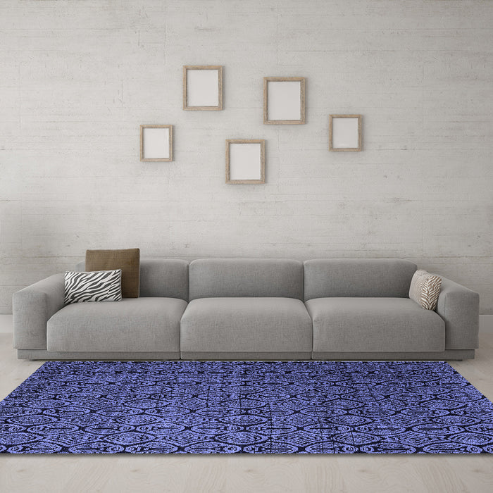 Machine Washable Abstract Blue Modern Rug in a Living Room, wshabs5207blu
