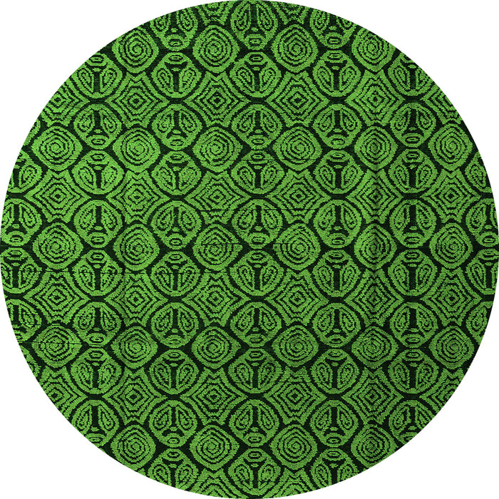 Round Abstract Green Modern Rug, abs5207grn