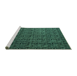 Sideview of Machine Washable Abstract Turquoise Modern Area Rugs, wshabs5207turq