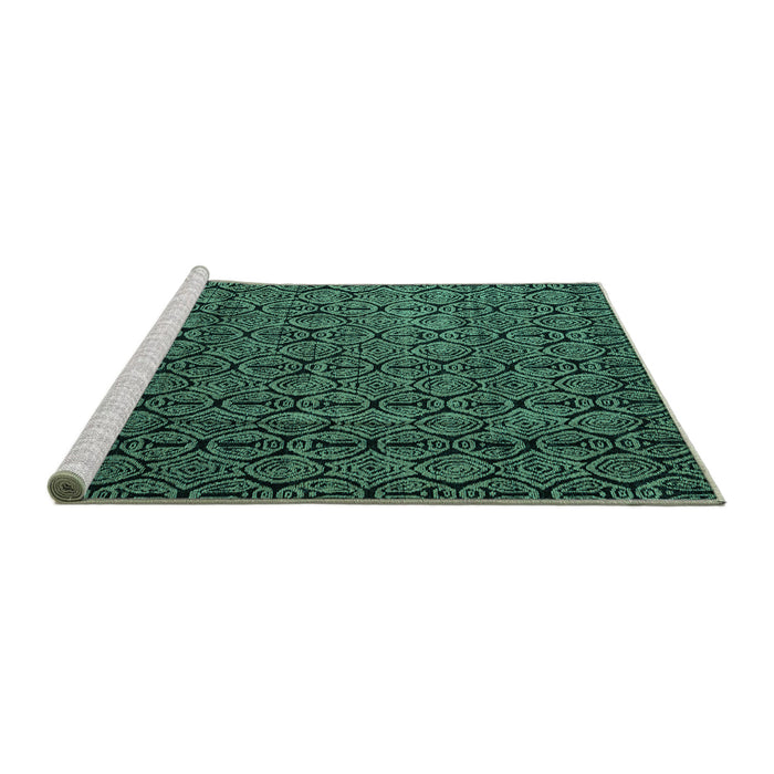 Sideview of Machine Washable Abstract Turquoise Modern Area Rugs, wshabs5207turq