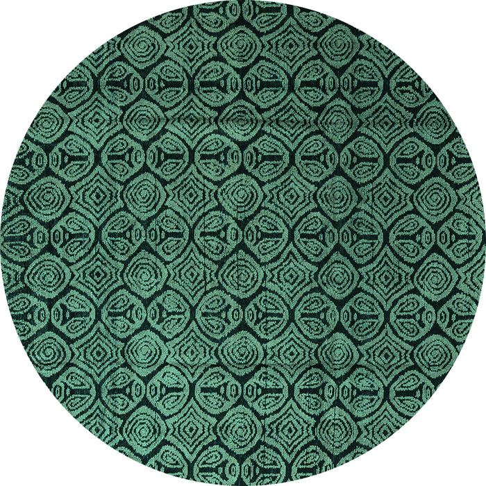 Round Abstract Turquoise Modern Rug, abs5207turq