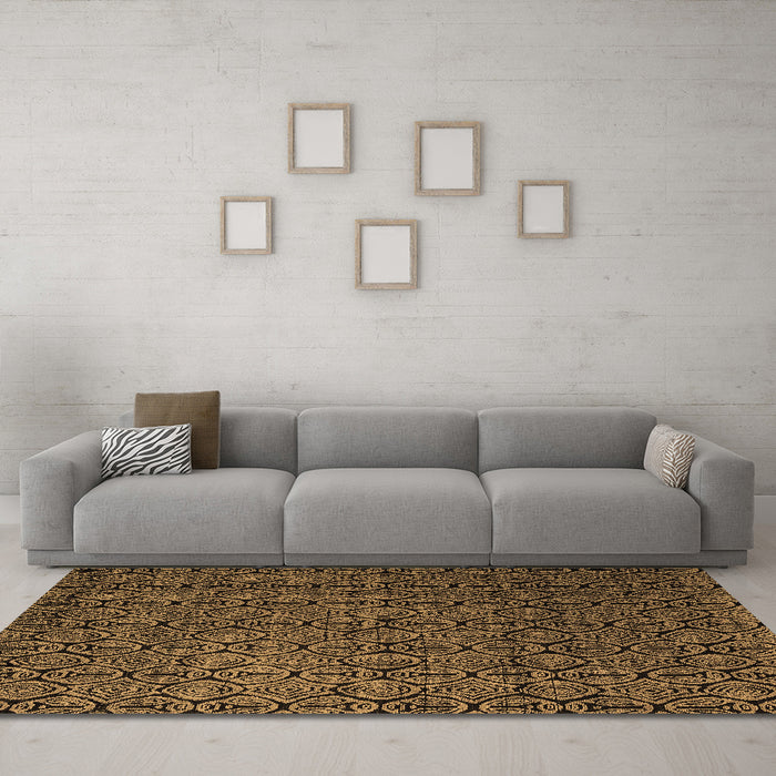 Machine Washable Abstract Brown Modern Rug in a Living Room,, wshabs5207brn