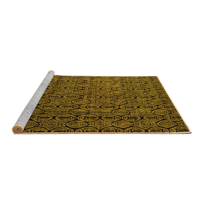 Sideview of Machine Washable Abstract Yellow Modern Rug, wshabs5207yw