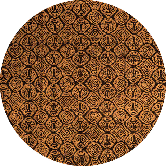 Round Abstract Orange Modern Rug, abs5207org