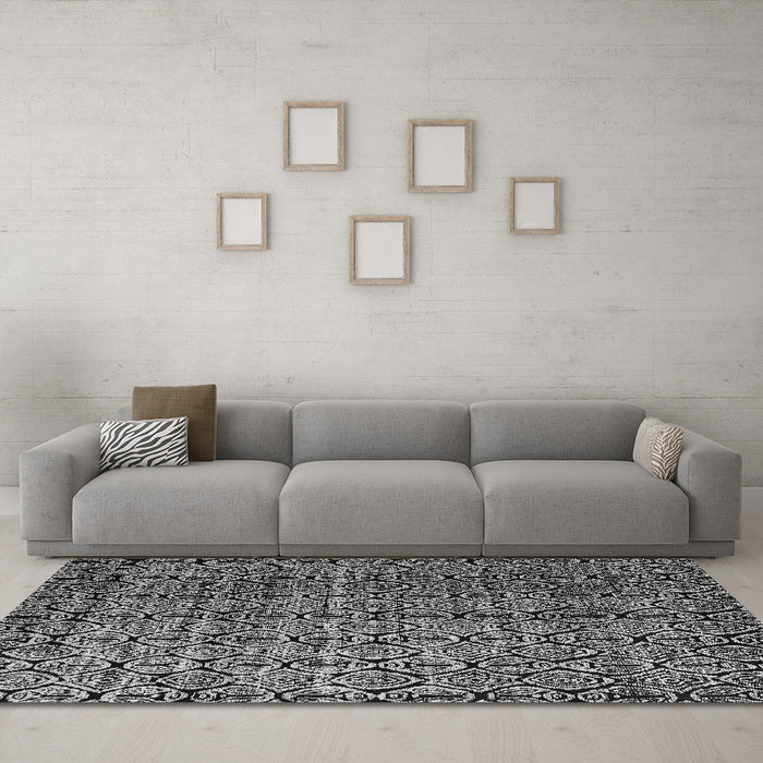 Machine Washable Abstract Gray Modern Rug in a Living Room,, wshabs5208gry