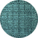 Round Abstract Light Blue Modern Rug, abs5208lblu