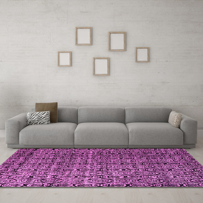 Machine Washable Abstract Pink Modern Rug in a Living Room, wshabs5208pnk