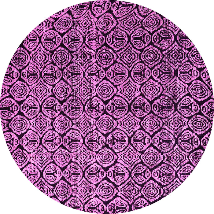 Round Machine Washable Abstract Pink Modern Rug, wshabs5208pnk