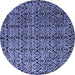 Round Abstract Blue Modern Rug, abs5208blu