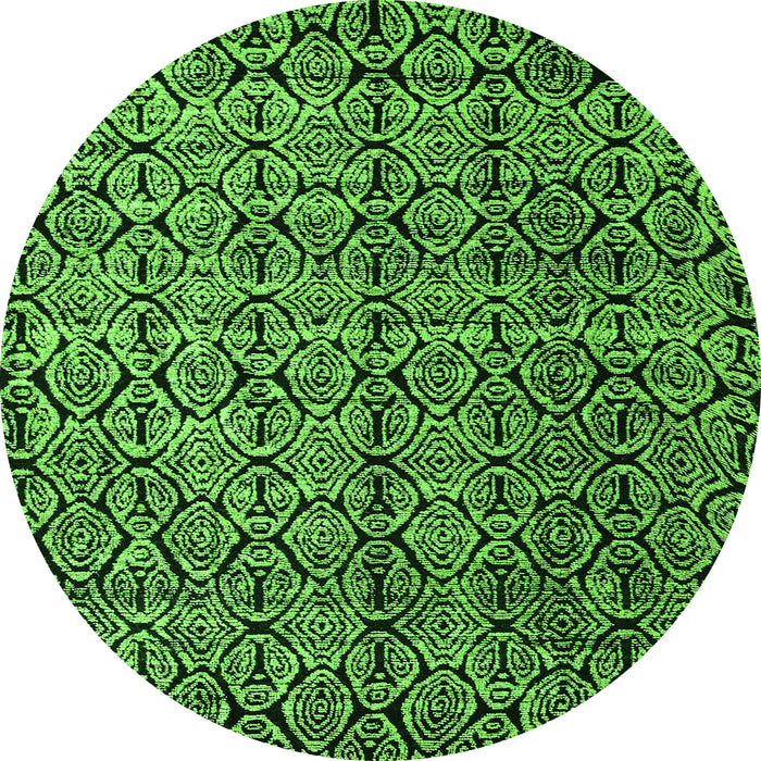 Round Machine Washable Abstract Green Modern Area Rugs, wshabs5208grn