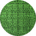 Round Machine Washable Abstract Green Modern Area Rugs, wshabs5208grn