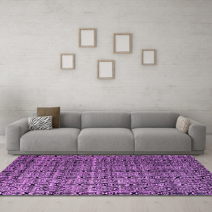 Machine Washable Abstract Purple Modern Area Rugs in a Living Room, wshabs5208pur