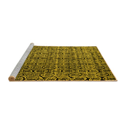 Sideview of Machine Washable Abstract Yellow Modern Rug, wshabs5208yw