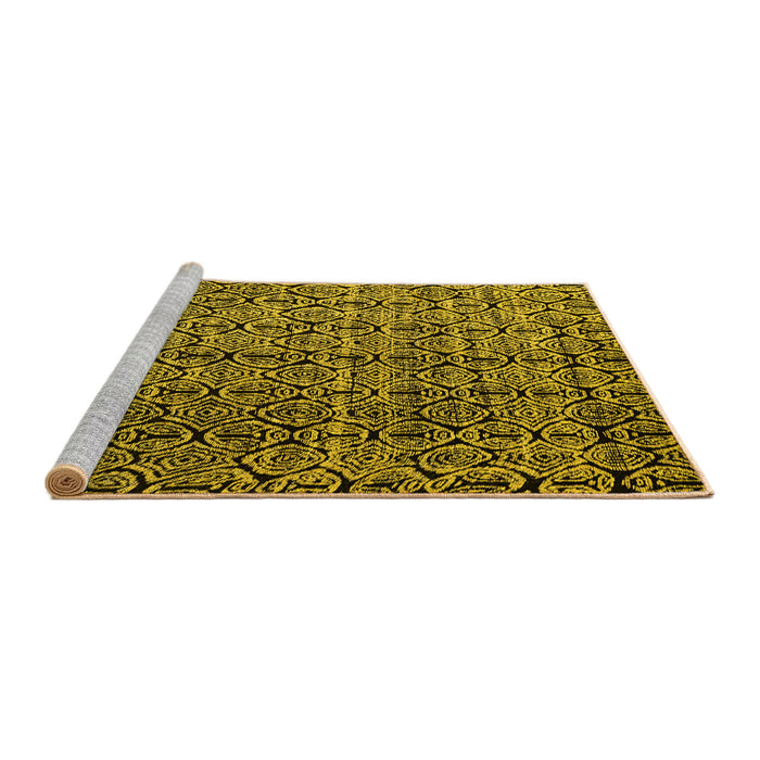 Sideview of Machine Washable Abstract Yellow Modern Rug, wshabs5208yw