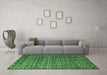 Machine Washable Abstract Emerald Green Modern Area Rugs in a Living Room,, wshabs5208emgrn