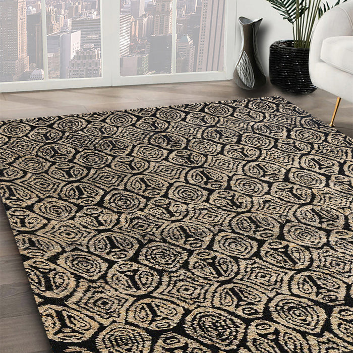 Abstract Light French Beige Brown Modern Rug in Family Room, abs5208
