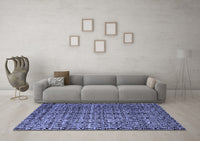 Machine Washable Abstract Blue Modern Rug, wshabs5208blu