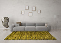 Machine Washable Abstract Yellow Modern Rug, wshabs5208yw