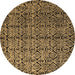 Round Machine Washable Abstract Brown Modern Rug, wshabs5208brn