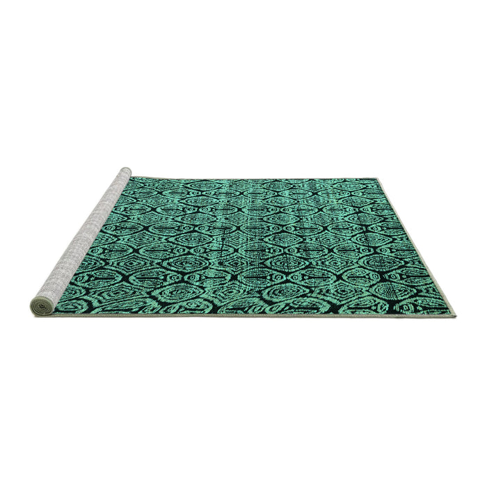 Sideview of Machine Washable Abstract Turquoise Modern Area Rugs, wshabs5208turq