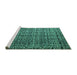 Sideview of Machine Washable Abstract Turquoise Modern Area Rugs, wshabs5208turq