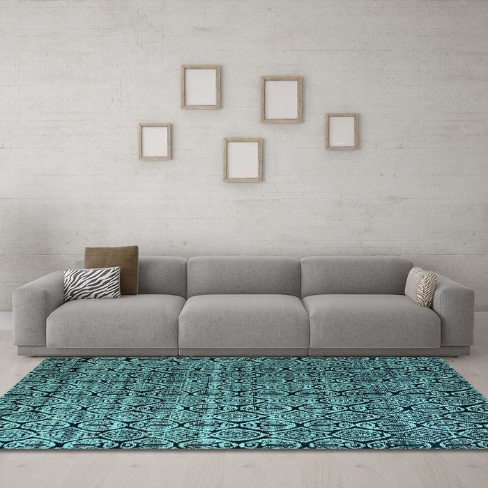 Machine Washable Abstract Light Blue Modern Rug in a Living Room, wshabs5208lblu