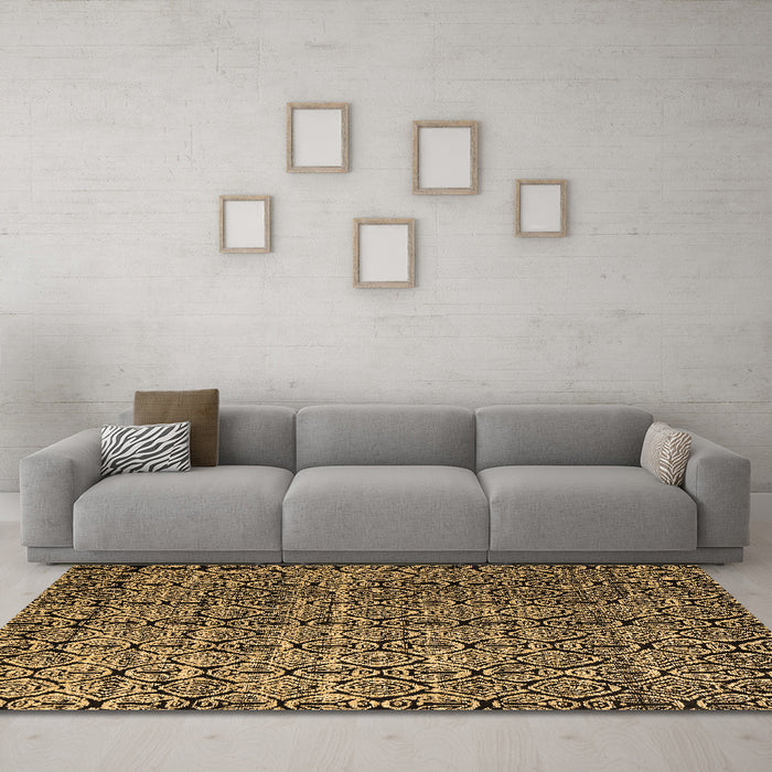 Machine Washable Abstract Brown Modern Rug in a Living Room,, wshabs5208brn