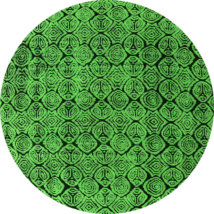 Round Abstract Green Modern Rug, abs5209grn