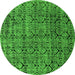 Round Abstract Green Modern Rug, abs5209grn