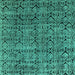 Square Machine Washable Abstract Turquoise Modern Area Rugs, wshabs5209turq