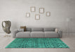 Machine Washable Abstract Turquoise Modern Area Rugs in a Living Room,, wshabs5209turq