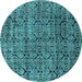 Round Machine Washable Abstract Light Blue Modern Rug, wshabs5209lblu