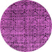 Round Machine Washable Abstract Pink Modern Rug, wshabs5209pnk