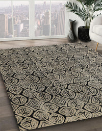 Abstract Sand Brown Modern Rug, abs5209