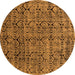 Round Abstract Orange Modern Rug, abs5209org