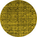 Round Abstract Yellow Modern Rug, abs5209yw