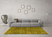 Machine Washable Abstract Yellow Modern Rug in a Living Room, wshabs5209yw