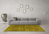 Machine Washable Abstract Yellow Modern Rug, wshabs5209yw