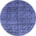 Round Machine Washable Abstract Blue Modern Rug, wshabs5209blu