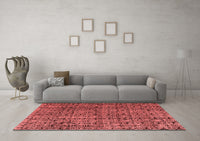 Machine Washable Abstract Red Modern Rug, wshabs5209red