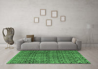 Machine Washable Abstract Emerald Green Modern Rug, wshabs5209emgrn