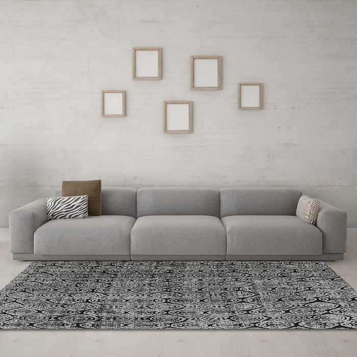 Machine Washable Abstract Gray Modern Rug in a Living Room,, wshabs5209gry