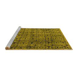 Sideview of Machine Washable Abstract Yellow Modern Rug, wshabs5209yw