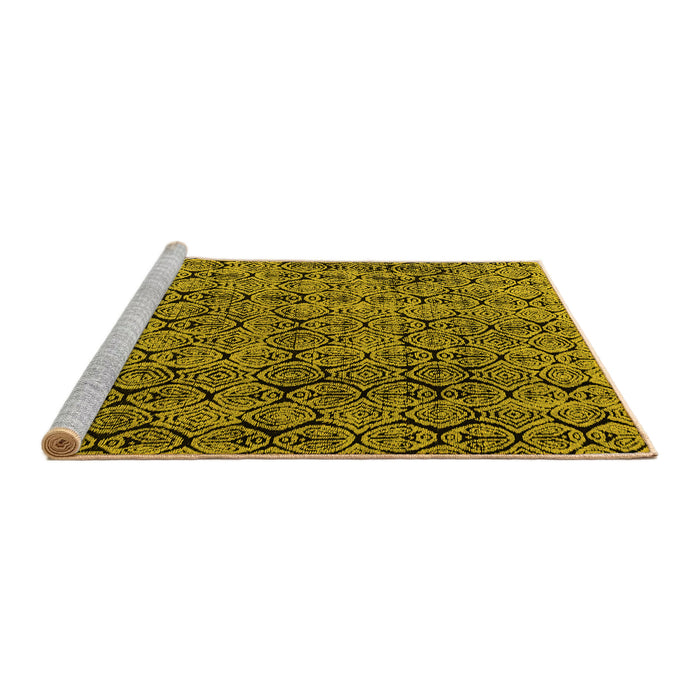 Sideview of Machine Washable Abstract Yellow Modern Rug, wshabs5209yw