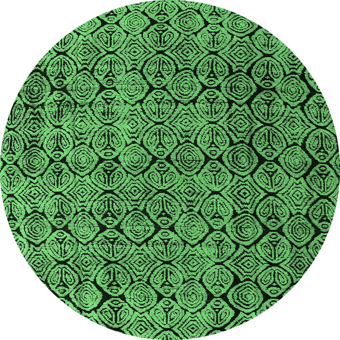 Round Abstract Emerald Green Modern Rug, abs5209emgrn