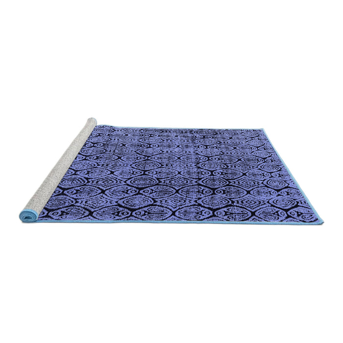 Sideview of Machine Washable Abstract Blue Modern Rug, wshabs5209blu