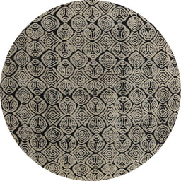 Round Machine Washable Abstract Sand Brown Rug, wshabs5209