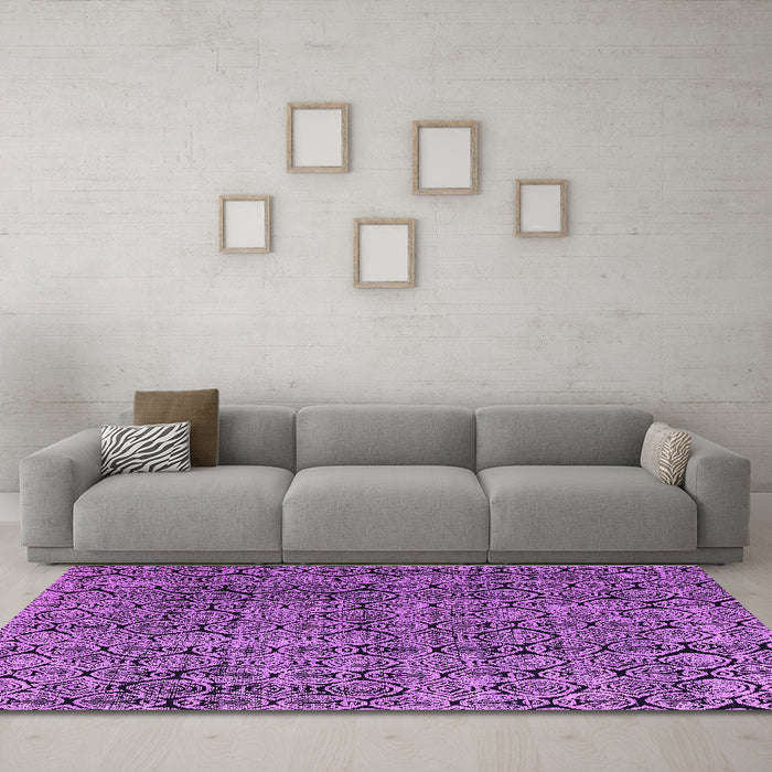 Machine Washable Abstract Purple Modern Area Rugs in a Living Room, wshabs5209pur