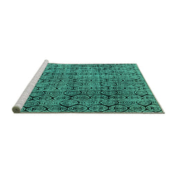 Sideview of Machine Washable Abstract Turquoise Modern Area Rugs, wshabs5209turq